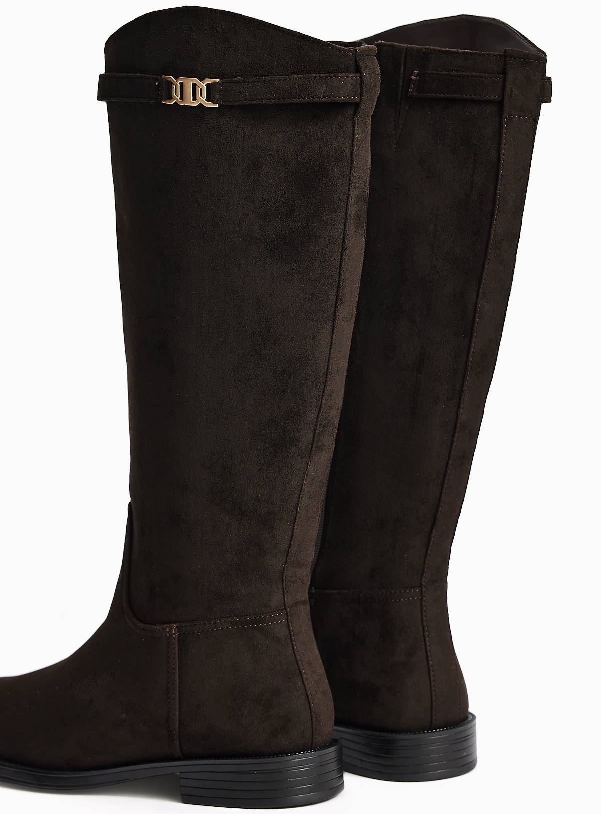 Black Faux Suede Long Equestrian Rider Boots 4 - Image 4